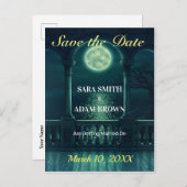 ゴシック様式夜保存日付の月の銀の海 案内ポストカード (正面/裏面)