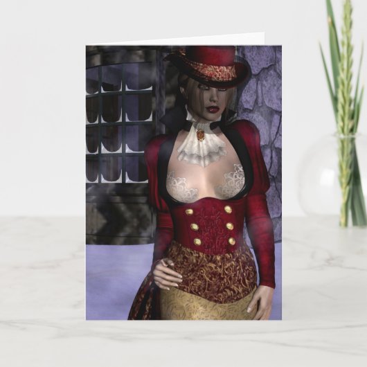 ゴシック様式女の子のビクトリアンな冬の挨拶状 カード (正面)