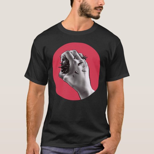 ゴシック様式恐怖芸術-刺された手 Tシャツ (正面)