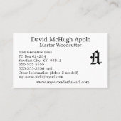 ゴシック様式手紙"A"のクラシックな英国のイニシャル 名刺 (裏面)