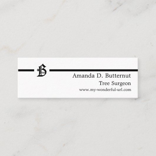 ゴシック様式手紙"B"のクラシックな英国のイニシャル スキニー名刺 (正面)