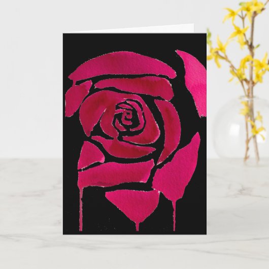 ゴシック様式抽象芸術のばら色の水彩画のオリジナルの芸術 カード (黄色い花)