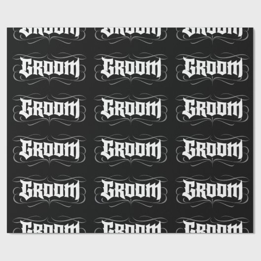 ゴシック様式新郎のレタリングのモダンでグランジな入れ墨の黒 ラッピングペーパー (フラット)