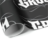 ゴシック様式新郎のレタリングのモダンでグランジな入れ墨の黒 ラッピングペーパー (ロールコーナー)