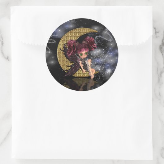 ゴシック様式月の妖精のステッカーのかわいい妖精 ラウンドシール (バッグ)