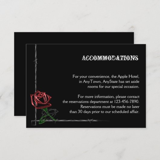 ゴシック様式有刺鉄線およびばら色の結婚式の調節 エンクロージャーカード (正面/裏面)