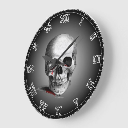 ゴシック様式泣き叫びのスカルの恐怖血は赤いファンタジーを引き裂きます ラージ壁時計 (傾斜)