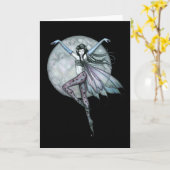 ゴシック様式満月の妖精の挨拶状 カード (黄色い花)