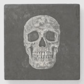 ゴシック様式白黒グランジなスカル ストーンコースター (正面)