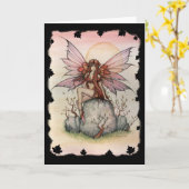 ゴシック様式秋の秋の妖精の国の妖精の挨拶状 カード (黄色い花)