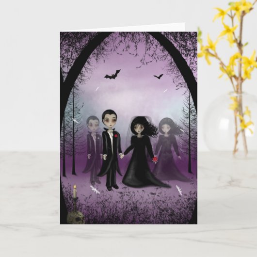 ゴシック様式結婚式の挨拶状 カード (黄色い花)