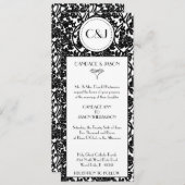 ゴシック様式花のダマスク織のモノグラムの結婚式招待状 招待状 (正面/裏面)