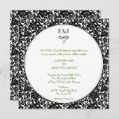 ゴシック様式花のダマスク織のモノグラムの結婚式招待状 招待状 (正面/裏面)