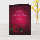ゴシック様式赤いバラ及び紫色のダマスク織の母の日カード カード (黄色い花)