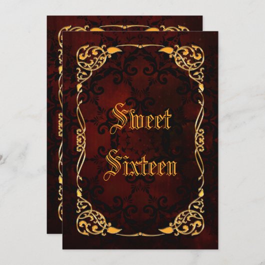 ゴシック様式金ゴールドによって組み立てられる菓子16 招待状 (正面/裏面)