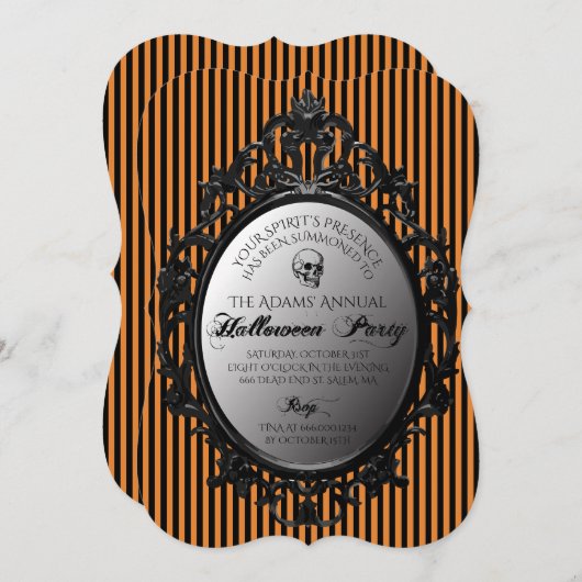 ゴシック様式鏡のハローウィンパーティ 招待状 (正面/裏面)