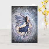 ゴシック様式青い妖精カード天の~のブランク カード (黄色い花)