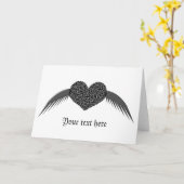 ゴシック様式飛んだ愛ハートのカスタムな挨拶状 カード (黄色い花)