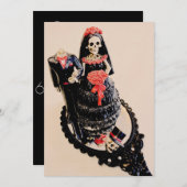 ゴシック様式骨組花嫁の頭のない新郎の保存日付 セーブザデート (正面/裏面)