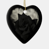 ゴシック様式黒のバラのハートのオーナメント セラミックオーナメント (右)