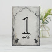 ゴシック様式黒のバラの格子垣記念日のテーブル数 招待状 (スタンド正面)