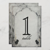 ゴシック様式黒のバラの格子垣記念日のテーブル数 招待状 (正面/裏面)