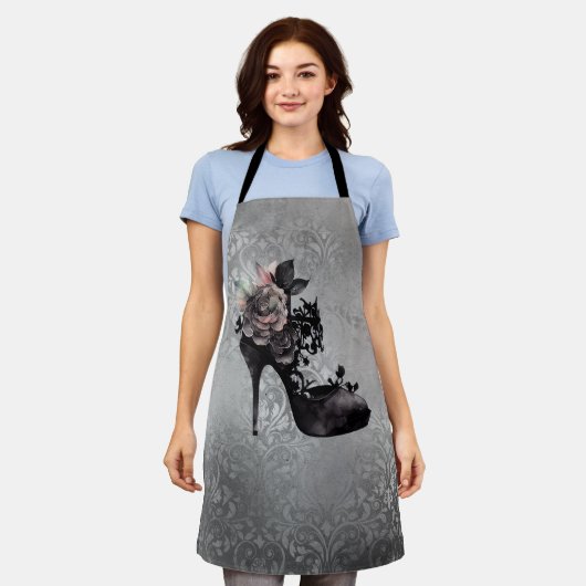 ゴシック様式 |ミュートされたパステルバラファッションStiletto エプロン (着用した状態)