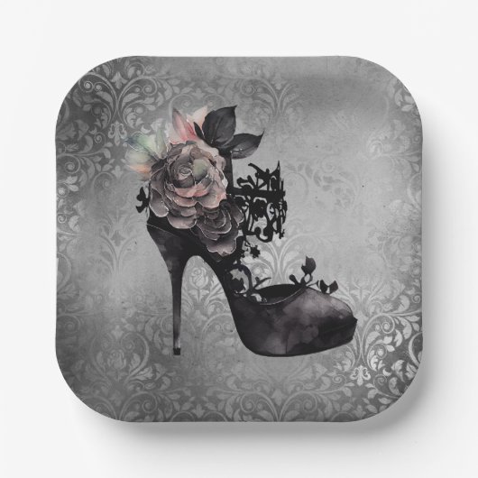 ゴシック様式 |ミュートされたパステルバラファッションStiletto ペーパープレート (正面)