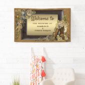 ゴシック様式 – 金ゴールドスエードのスティームパンク彫刻 横断幕 (インサイチュ)