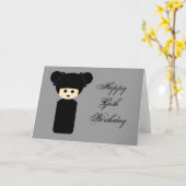 ゴシック様式Kokeshiのバースデー・カード カード (黄色い花)