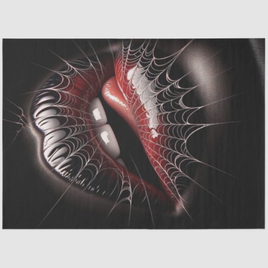 ゴシック様式Webbed Bitten Lips Art Decompage 薄葉紙 (正面)