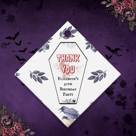 ゴシック水彩コーヒン スカル ラヴェン ローズ 誕生日 フェイバータグ