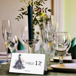 ゴシック水彩花のブラックウェディング プレイスカード