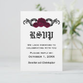 ゴシック渦バラ応答カード，明るい赤紫色 出欠カード (スタンド正面)