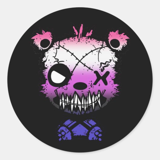 ゴシック源流流体プライドフラッグ着色ベア ラウンドシール (正面)