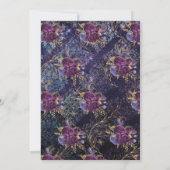 ゴシック濃華美紫色フローラ金ゴールド結婚' 招待状 (裏面)
