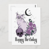 ゴシック猫 ゴシック誕生日メッセージ ポストカード (正面/裏面)