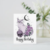 ゴシック猫 ゴシック 誕生日メッセージ ポストカード (スタンド正面)