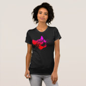 ゴシック猫 野生 邪悪 怖い 唸る 牙 Tシャツ (正面フル)