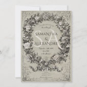 ゴシック王室の中世フローラバラリース結婚ズ 招待状 (正面)