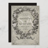 ゴシック王室の中世フローラバラリース結婚ズ 招待状 (正面/裏面)