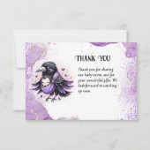 ゴシック男の赤ちゃんガールシャワーパープルブラックありがとう サンキューカード (正面)