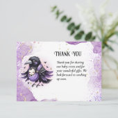 ゴシック男の赤ちゃんガールシャワーパープルブラックありがとう サンキューカード (スタンド正面)