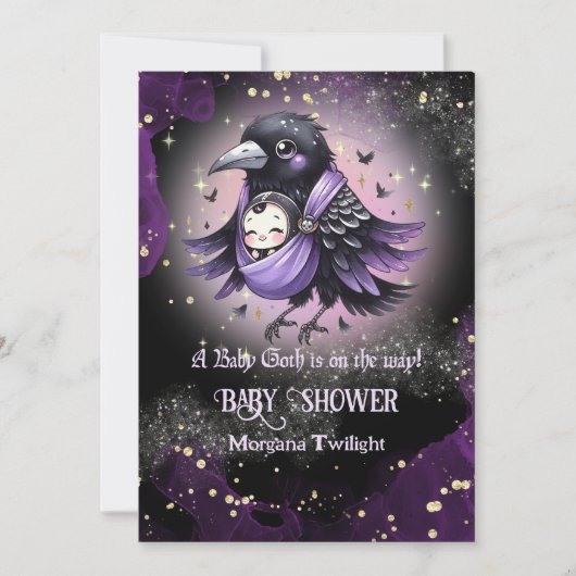 ゴシック男の赤ちゃんガールデリバリーバイクロウムーンライト 招待状 (正面)