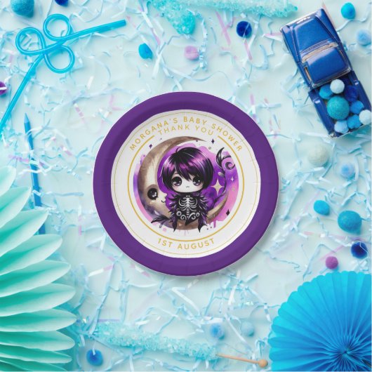 ゴシック男の赤ちゃんシャワーデリバリーバイクロウありがとう ペーパープレート (パーティー)