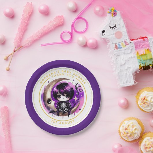 ゴシック男の赤ちゃんシャワーデリバリーバイクロウありがとう ペーパープレート (パーティー)