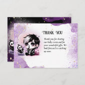 ゴシック男の赤ちゃんシャワーパープルブラックありがとう サンキューカード (正面/裏面)
