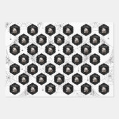 ゴシック白黒スカルとストライプハロウィーン ラッピングペーパーシート (正面)