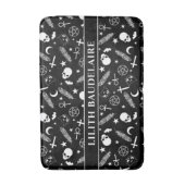 ゴシック白黒スカルクロスパターンモノグラム バスマット (正面縦)