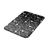 ゴシック白黒スカルクロスパターン バスマット (アングル)